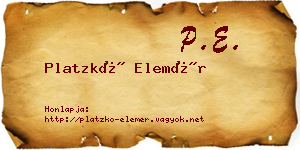 Platzkó Elemér névjegykártya